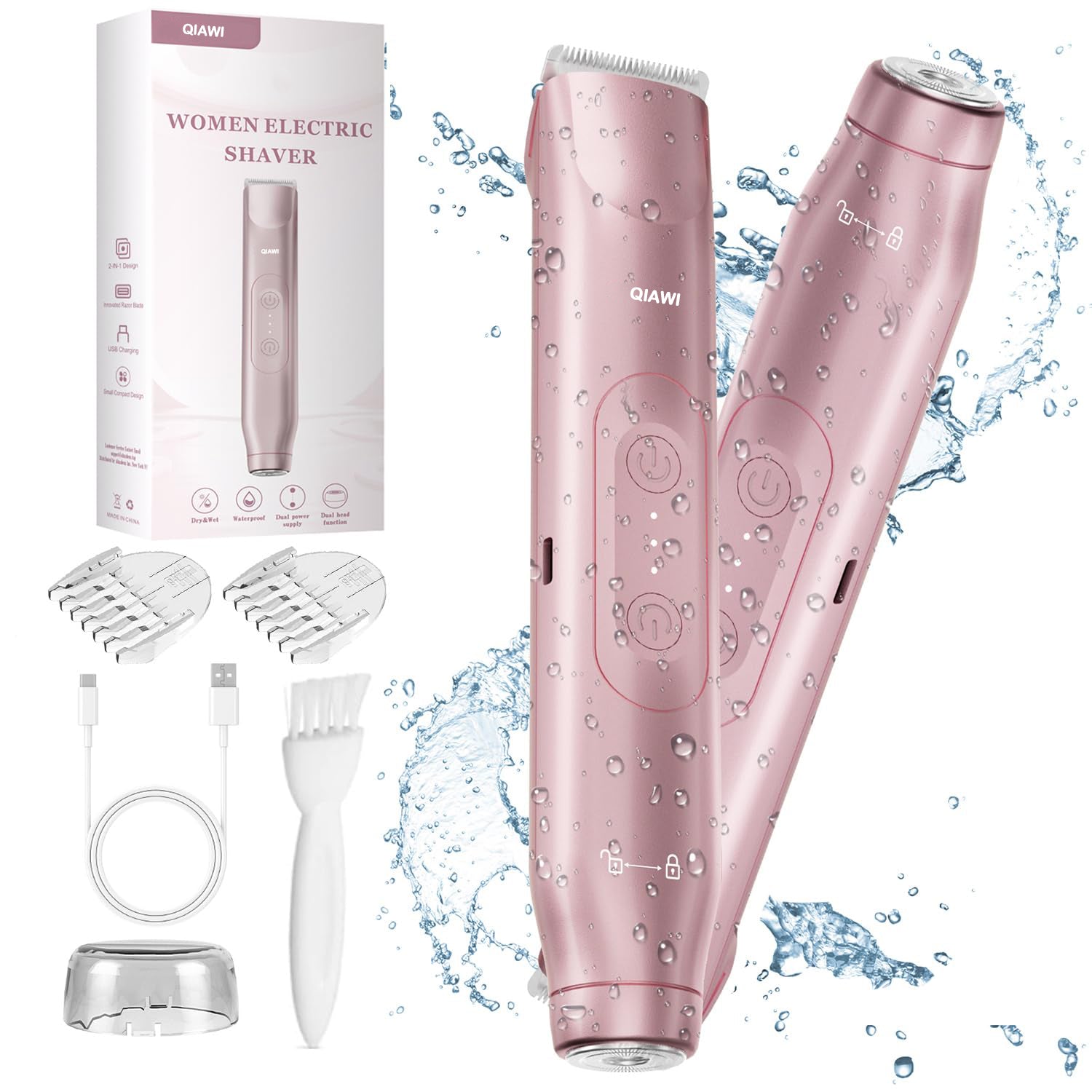 Last 3 Hours: 2nd Only $9.99!  QIAWI 2-in-1 Women’s Electric Shaver – Dual Head Precision Trimmer