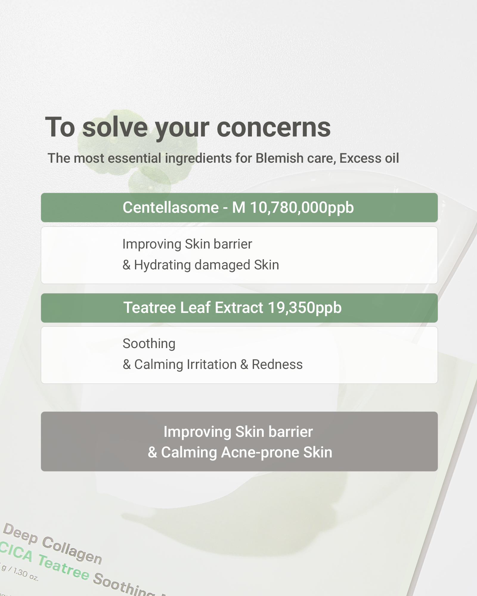 Deep Collagen Cica Teatree Soothing Mask (4pcs)