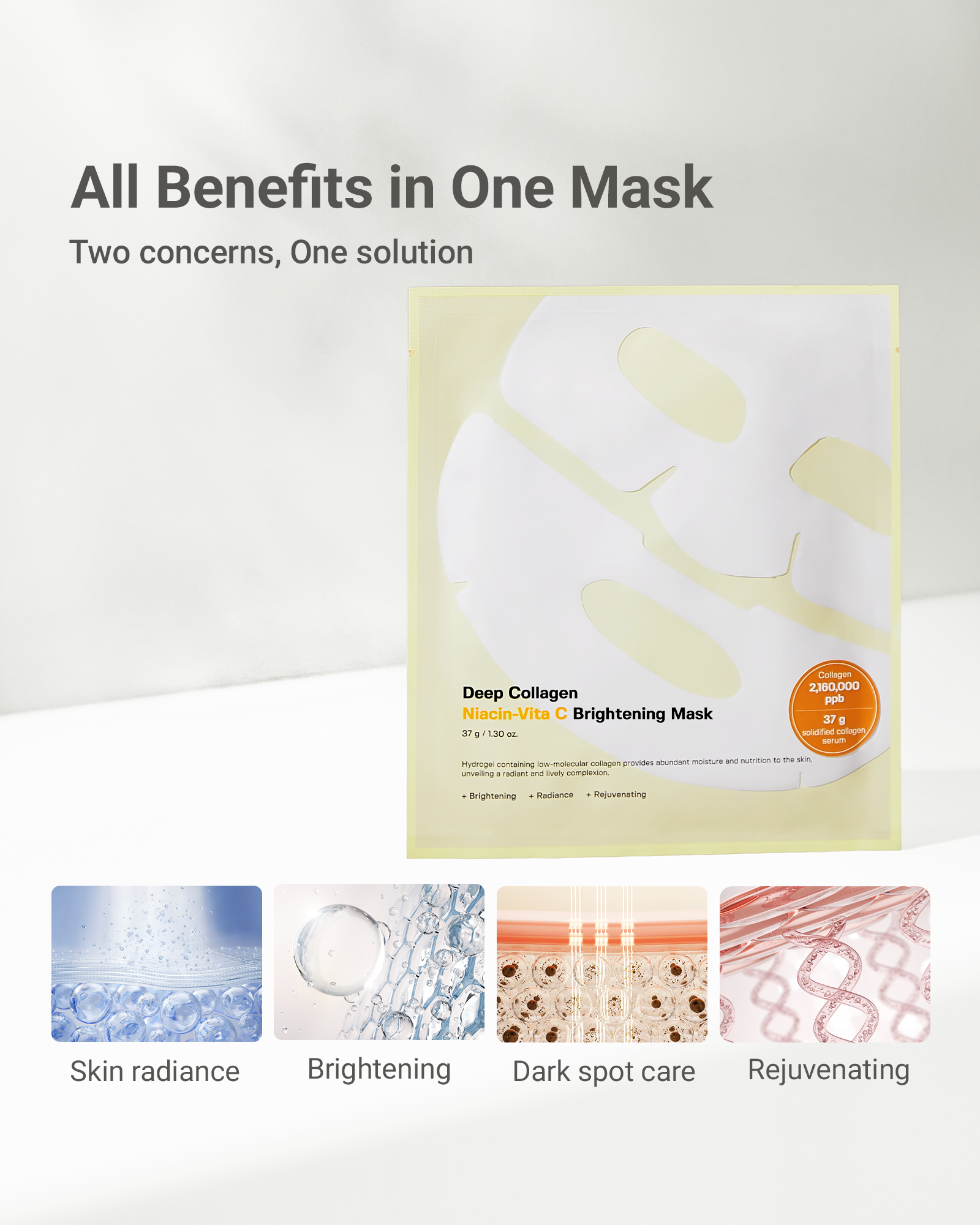 Deep Collagen Niacin Vita C Brightening Mask (4pcs)